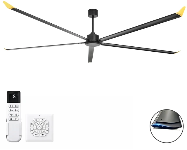 Main image of Large Size Motor Ceiling Fan with Aluminum Blades, Speed Remote Control Adjust Height Down Rods Commercial Ceiling Fan