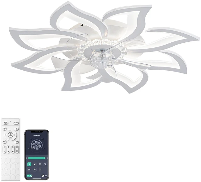 Main image of Ceiling Fan with Lights Remote Control, Blades Inchwhite Ceiling Fan with Speeds 3 Light Color Low Profile Flush Mount