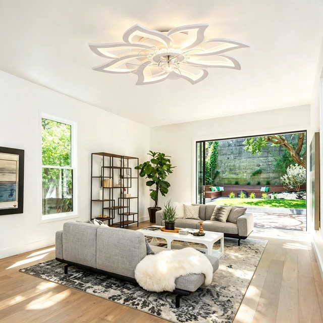 Alt view image 2 of 7 - Ceiling Fan with Lights Remote Control, Blades Inchwhite Ceiling Fan with Speeds 3 Light Color Low Profile Flush Mount