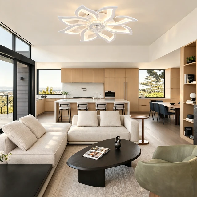 Alt view image 4 of 7 - Ceiling Fan with Lights Remote Control, Blades Inchwhite Ceiling Fan with Speeds 3 Light Color Low Profile Flush Mount