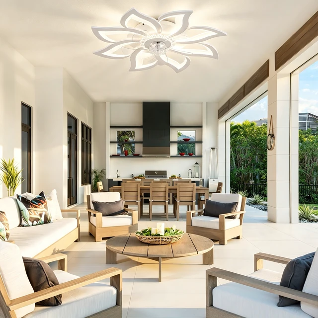 Alt view image 5 of 7 - Ceiling Fan with Lights Remote Control, Blades Inchwhite Ceiling Fan with Speeds 3 Light Color Low Profile Flush Mount