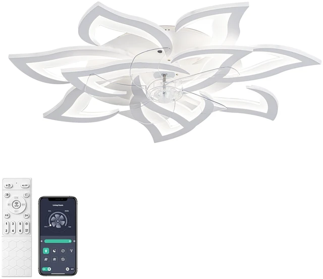 Main image of Ceiling Fan with Lights Remote Control, Blades Inchwhite Ceiling Fan with Speeds 3 Light Color Low Profile Flush Mount