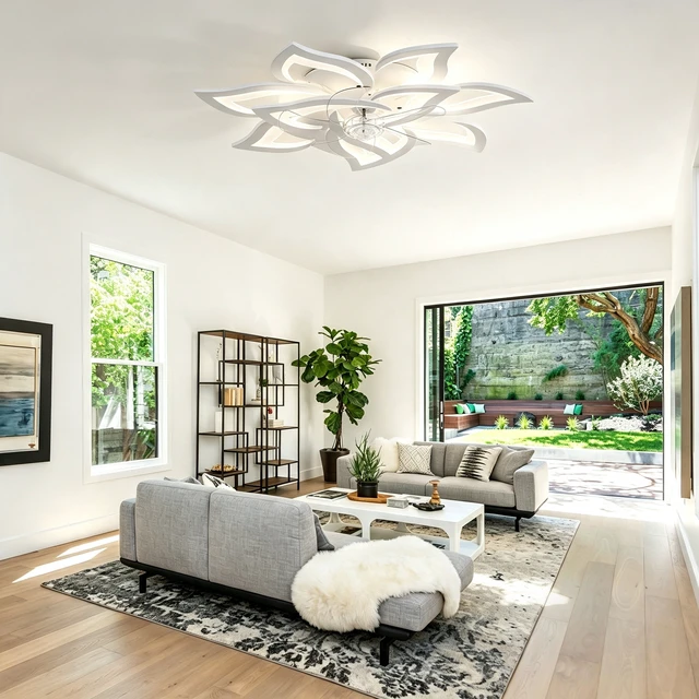 Alt view image 2 of 7 - Ceiling Fan with Lights Remote Control, Blades Inchwhite Ceiling Fan with Speeds 3 Light Color Low Profile Flush Mount