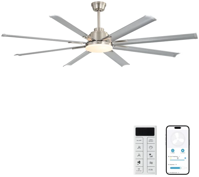 Main image of 84 Inch Motor Ceiling Fan with Dimmable and Blade Aluminum Blades, Nickel, Aluminium, Fans