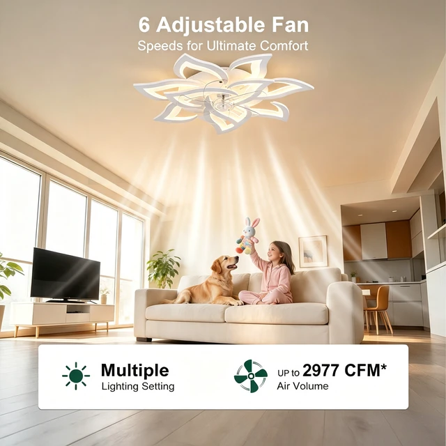 Alt view image 7 of 7 - Ceiling Fan with Lights Remote Control, Blades Inchwhite Ceiling Fan with Speeds 3 Light Color Low Profile Flush Mount