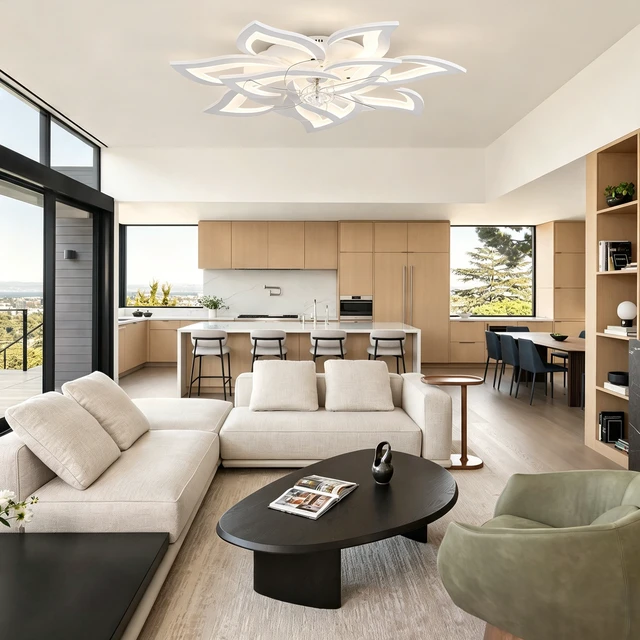 Alt view image 4 of 7 - Ceiling Fan with Lights Remote Control, Blades Inchwhite Ceiling Fan with Speeds 3 Light Color Low Profile Flush Mount