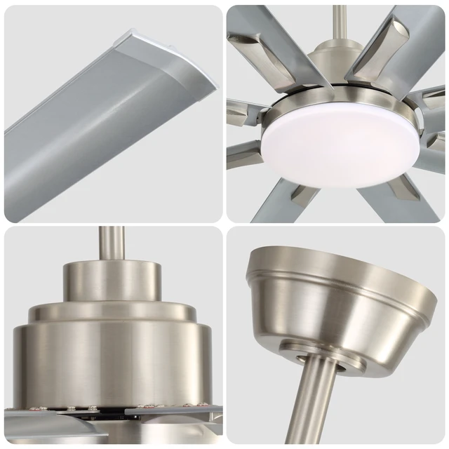 Alt view image 3 of 7 - 84 Inch Motor Ceiling Fan with Dimmable and Blade Aluminum Blades, Nickel, Aluminium, Fans