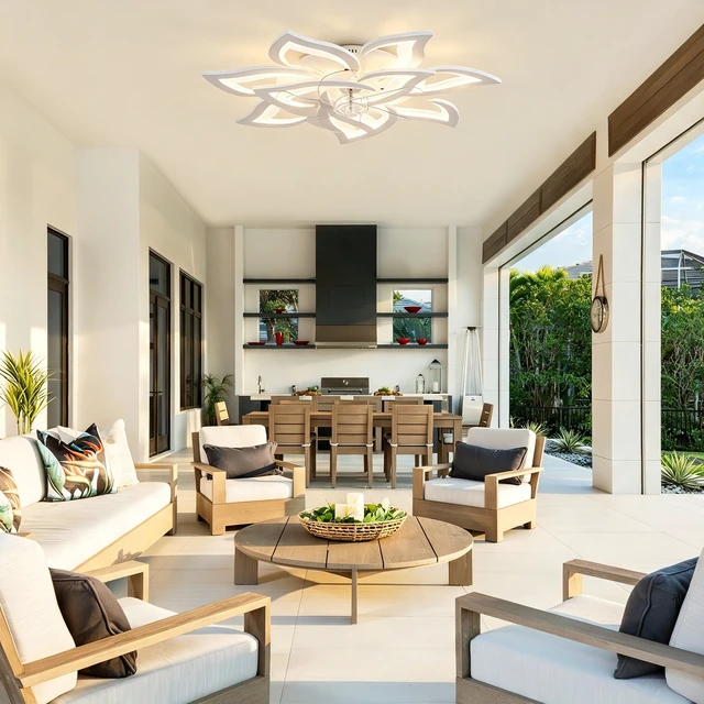 Alt view image 5 of 7 - Ceiling Fan with Lights Remote Control, Blades Inchwhite Ceiling Fan with Speeds 3 Light Color Low Profile Flush Mount