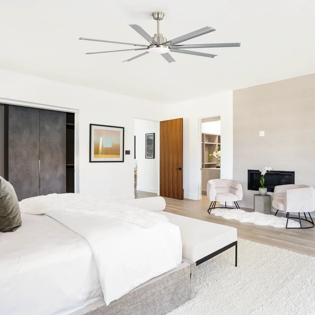 Alt view image 7 of 7 - 84 Inch Motor Ceiling Fan with Dimmable and Blade Aluminum Blades, Nickel, Aluminium, Fans