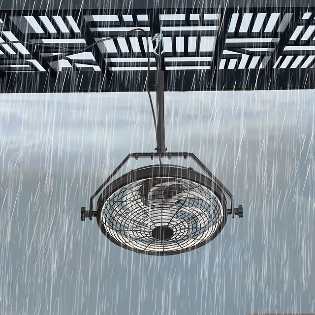 Alt view image 2 of 7 - 21 Inch Outdoor Ceiling Fan Dimmable LED, Plug in Ceiling Fan with Cord Hook ABS Blades Reversible Motor for Gazebos