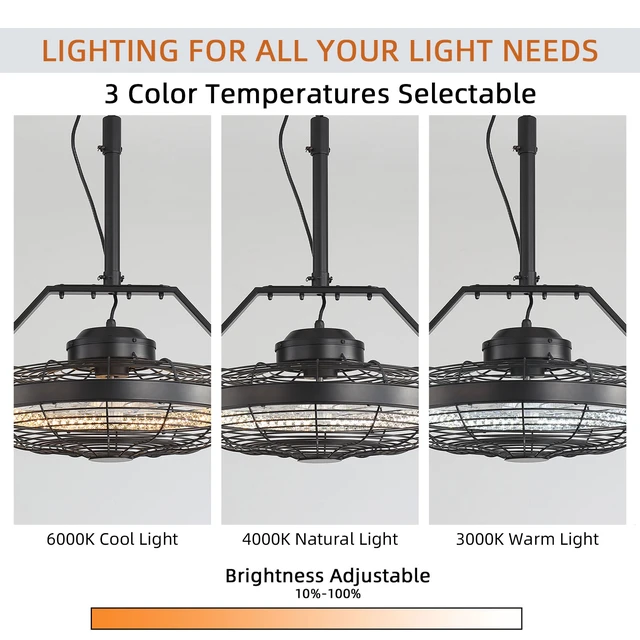 Alt view image 7 of 7 - 21 Inch Outdoor Ceiling Fan Dimmable LED, Plug in Ceiling Fan with Cord Hook ABS Blades Reversible Motor for Gazebos