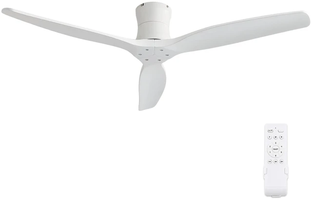 Main image of 52 Inch Ceiling Fan, Flush Mount Low Profile Blades with Remote Control Quite Motor, White, Metal and Wood, Fans