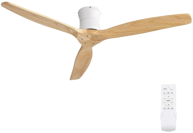Main image of Solid 52 Inch Ceiling Fan, Flush Mount Low Profile Blades with Remote Control Speeds Quite Motor for Indoor, White