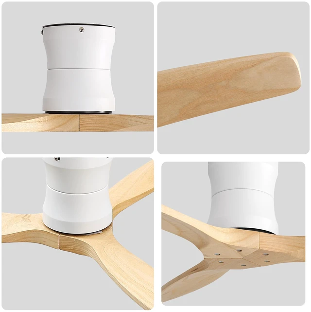 Alt view image 3 of 7 - Solid 52 Inch Ceiling Fan, Flush Mount Low Profile Blades with Remote Control Speeds Quite Motor for Indoor, White