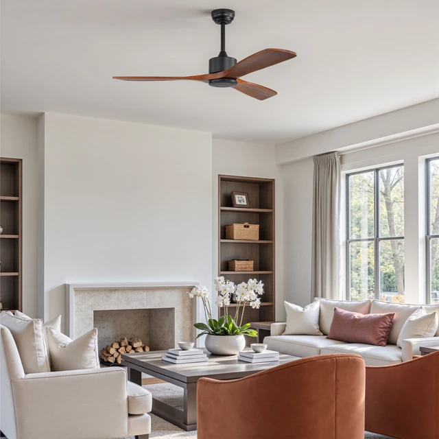 Alt view image 4 of 7 - 42 Inch Ceiling Fan Without, Motor Timer Function Remote Control Included, Black, Metal and Wood, Fans