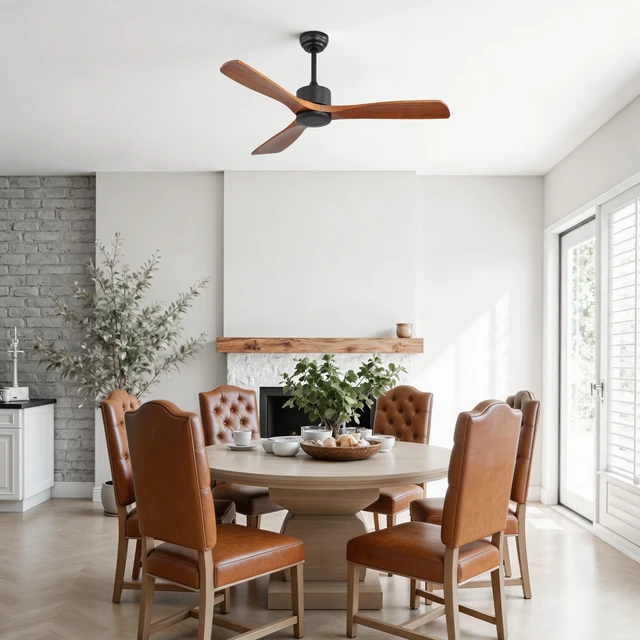 Alt view image 5 of 7 - 42 Inch Ceiling Fan Without, Motor Timer Function Remote Control Included, Black, Metal and Wood, Fans