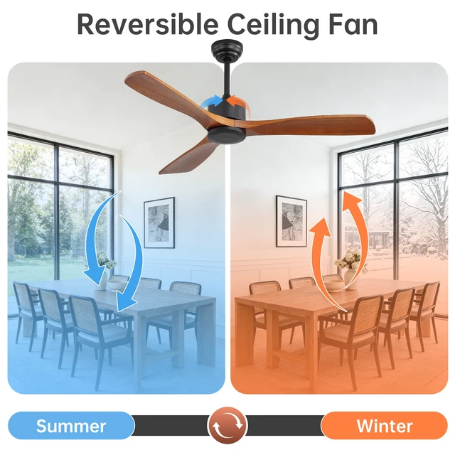 Alt view image 7 of 7 - 42 Inch Ceiling Fan Without, Motor Timer Function Remote Control Included, Black, Metal and Wood, Fans