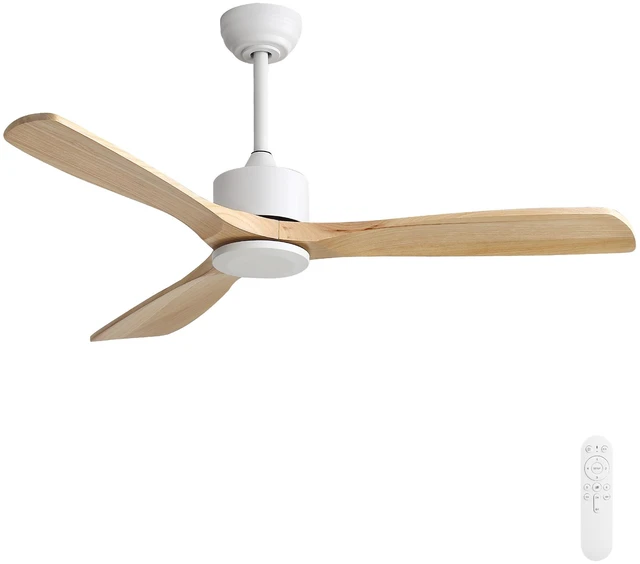 Main image of 42 Inch Ceiling Fan, Downrods 12.5 cm 25 cm Reversible Motor Timer Function for and Living, White, Metal and Solid