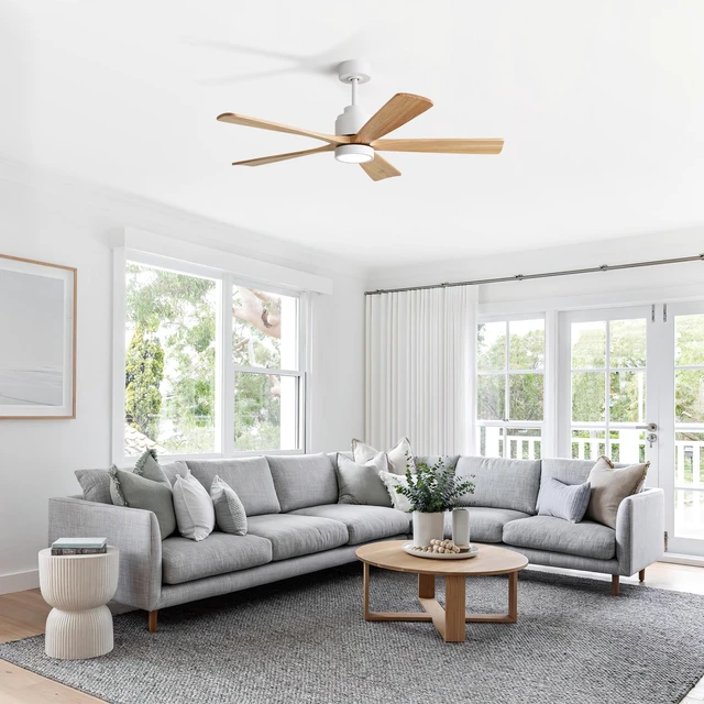 Alt view image 3 of 7 - 52 Inch Ceiling Fan with and Remote, Solid Blades Dimmable Color Temperature Memory Quiet Reversible Motor Speed Timer