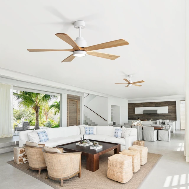 Alt view image 4 of 7 - 52 Inch Ceiling Fan with and Remote, Solid Blades Dimmable Color Temperature Memory Quiet Reversible Motor Speed Timer