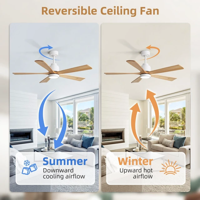 Alt view image 6 of 7 - 52 Inch Ceiling Fan with and Remote, Solid Blades Dimmable Color Temperature Memory Quiet Reversible Motor Speed Timer