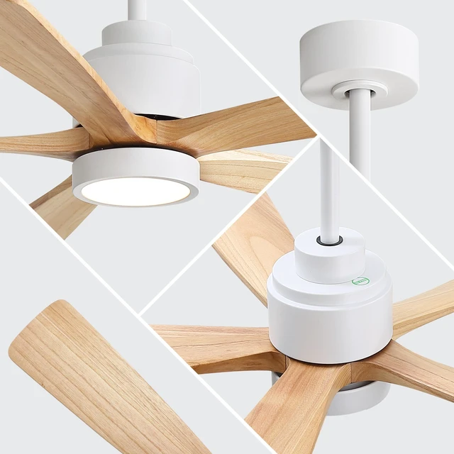 Alt view image 7 of 7 - 52 Inch Ceiling Fan with and Remote, Solid Blades Dimmable Color Temperature Memory Quiet Reversible Motor Speed Timer