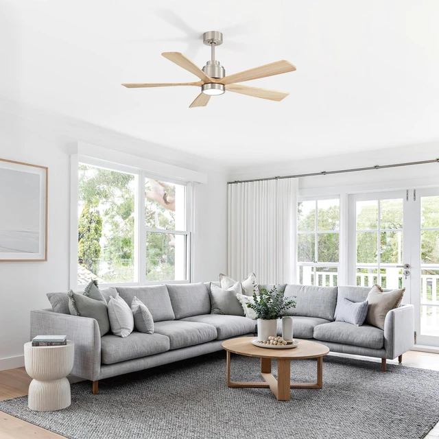 Alt view image 3 of 7 - 52 Inch Ceiling Fan with and Remote, Solid Blades Dimmable Color Temperature Memory Quiet Reversible Motor Speed Timer