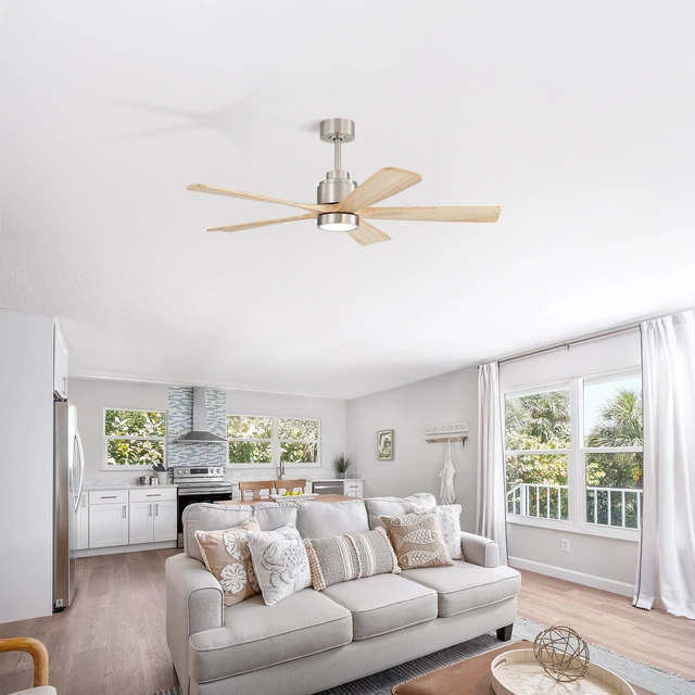 Alt view image 4 of 7 - 52 Inch Ceiling Fan with and Remote, Solid Blades Dimmable Color Temperature Memory Quiet Reversible Motor Speed Timer