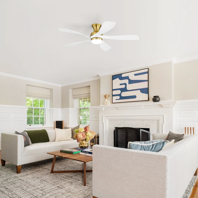 Alt view image 5 of 7 - 52 Inch Ceiling Fan, Color Temperatures Dimmable Memory Function Reversible Motor Timer Remote Control Included, Golden