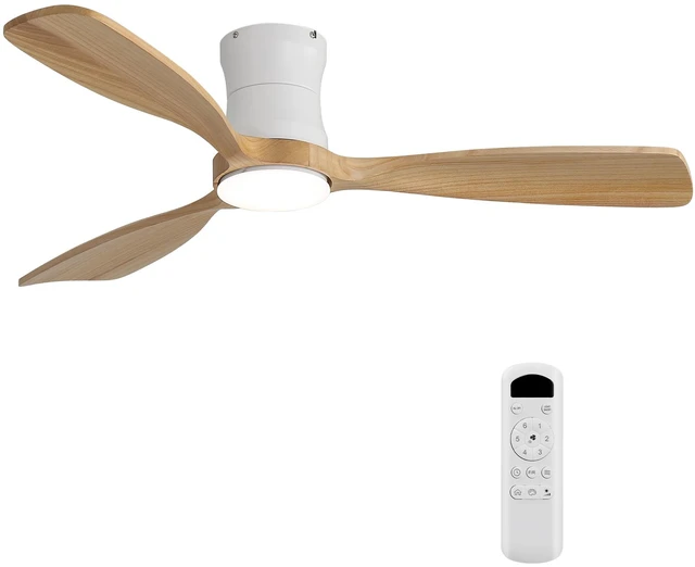 Main image of 48 Inch Ceiling Fan, Dimmable Memory Function Reversible Motor Solid Blades for and Living, White, Solid Wood, Fans