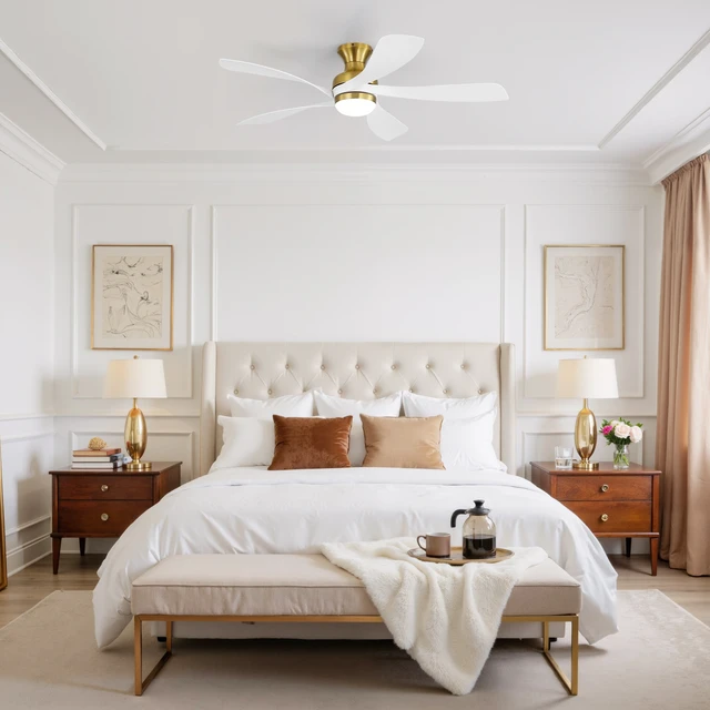 Alt view image 4 of 7 - 52 Inch Ceiling Fan, Color Temperatures Dimmable Memory Function Reversible Motor Timer Remote Control Included, Golden