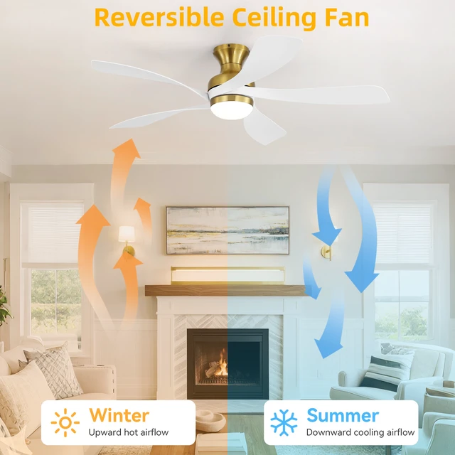 Alt view image 7 of 7 - 52 Inch Ceiling Fan, Color Temperatures Dimmable Memory Function Reversible Motor Timer Remote Control Included, Golden