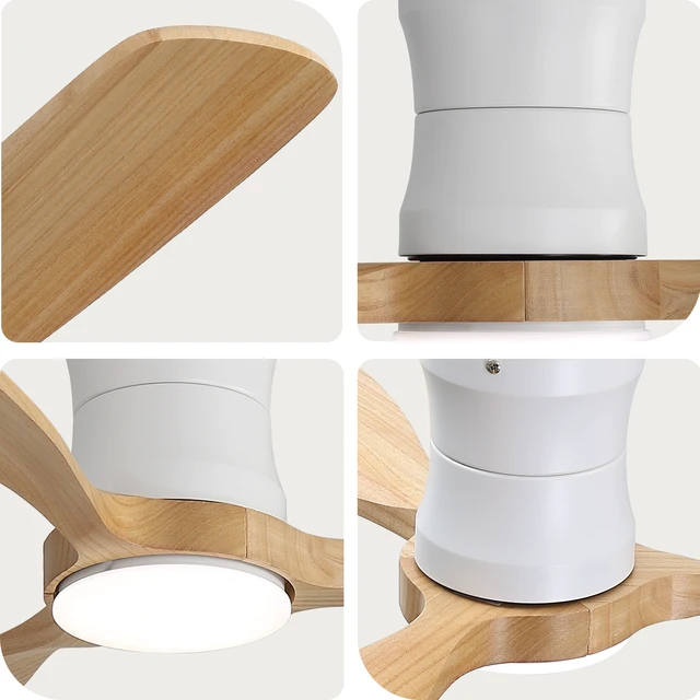 Alt view image 7 of 7 - 48 Inch Ceiling Fan, Dimmable Memory Function Reversible Motor Solid Blades for and Living, White, Solid Wood, Fans