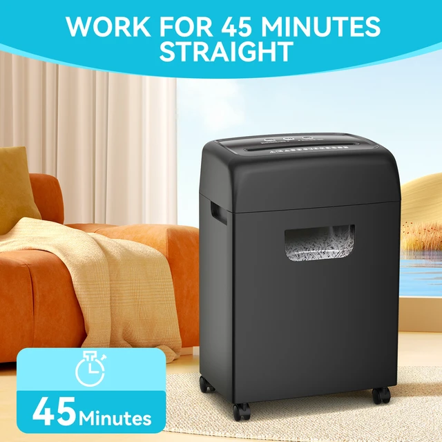 Alt view image 4 of 7 - Paper Shredder, Sheet High Security Level Heavy Duty Paper Card Shredder for 5.28 Gallons Pullout Waste Bin ETL, Black