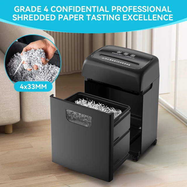 Alt view image 6 of 7 - Paper Shredder, Sheet High Security Level Heavy Duty Paper Card Shredder for 5.28 Gallons Pullout Waste Bin ETL, Black