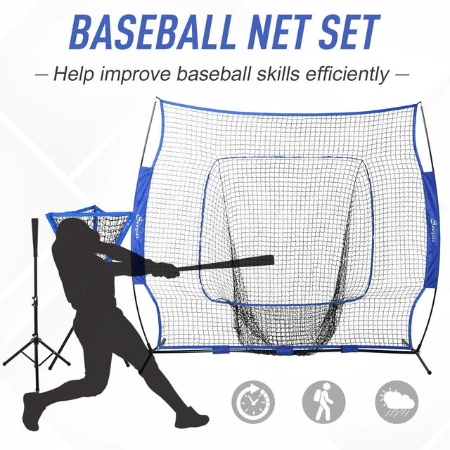 Alt view image 4 of 7 - Baseball Practice Net Set with 7.5 7 ft Catcher Net, Ball Caddy Portable Baseball Practice Equipment with for Hitting