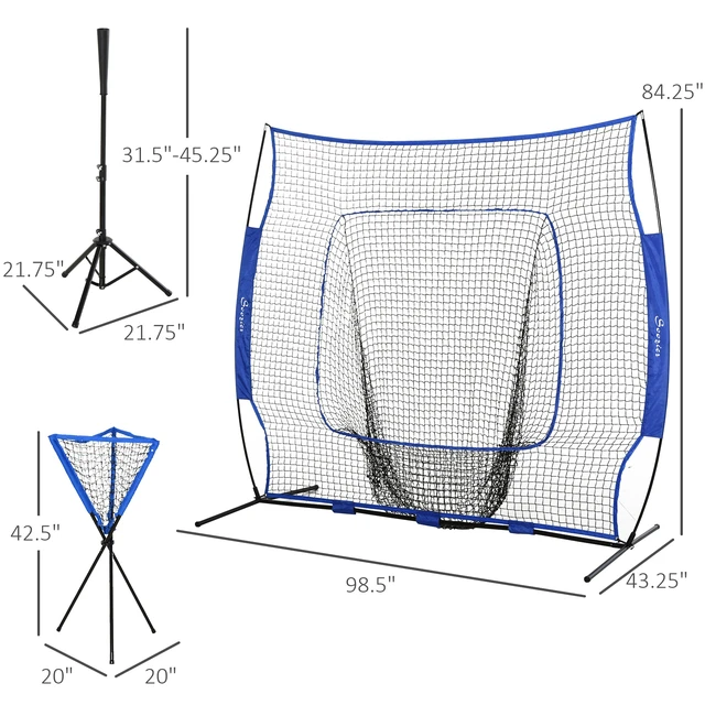 Alt view image 7 of 7 - Baseball Practice Net Set with 7.5 7 ft Catcher Net, Ball Caddy Portable Baseball Practice Equipment with for Hitting