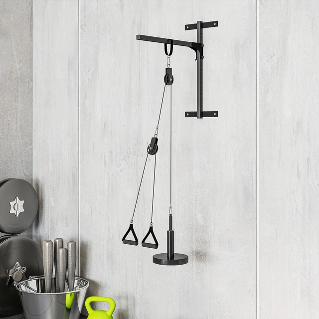 Alt view image 2 of 7 - Weight Pulley System, Cable Pulley System with Universal Loading Pin for Lat Pull Down Biceps Curl Workout, Red, Steel