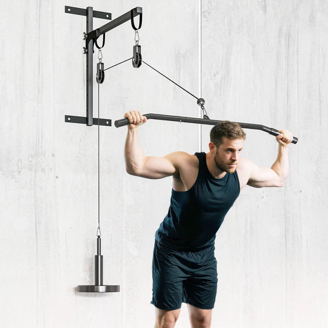 Alt view image 3 of 7 - Weight Pulley System, Cable Pulley System with Universal Loading Pin for Lat Pull Down Biceps Curl Workout, Red, Steel