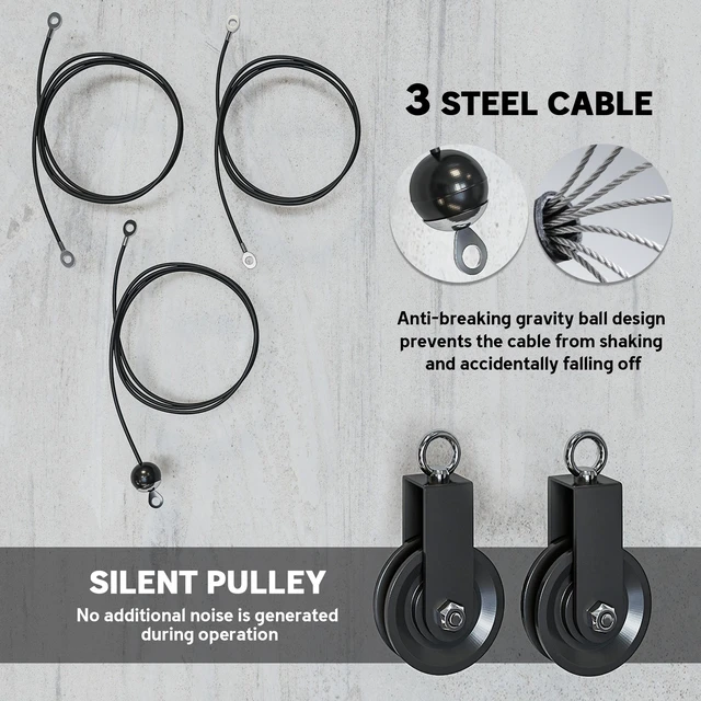 Alt view image 5 of 7 - Weight Pulley System, Cable Pulley System with Universal Loading Pin for Lat Pull Down Biceps Curl Workout, Red, Steel