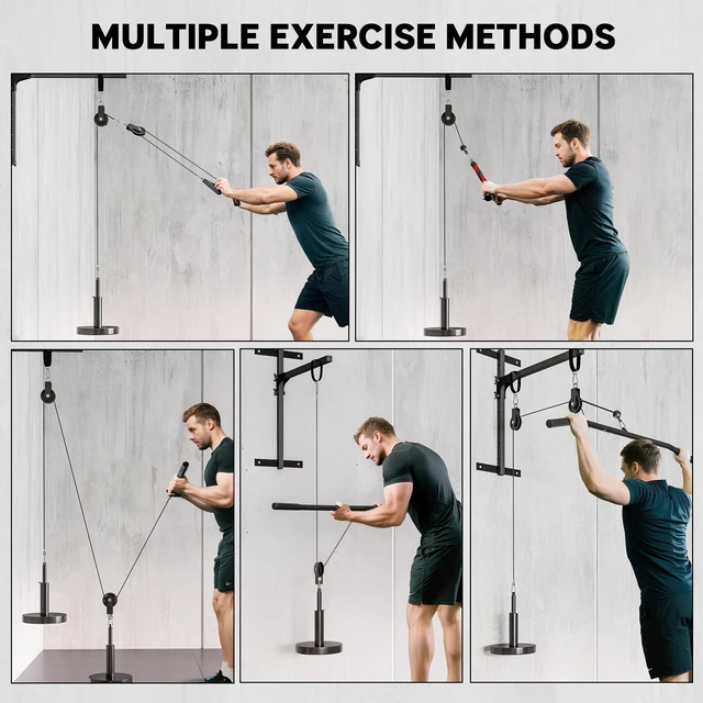 Alt view image 7 of 7 - Weight Pulley System, Cable Pulley System with Universal Loading Pin for Lat Pull Down Biceps Curl Workout, Red, Steel