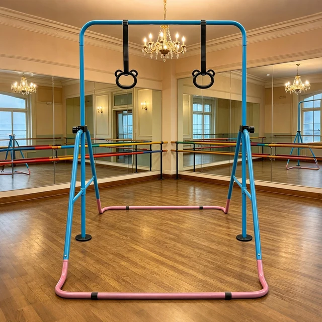 Alt view image 4 of 5 - Expandable Gymnastics Bar for Kids Height Adjustable Junior Training Bar, Folding Gymnastic Horizontal Bars Equipment