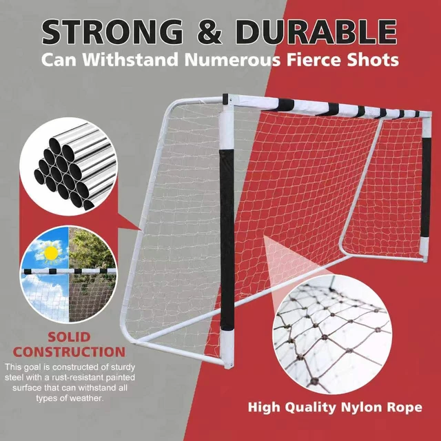 Alt view image 3 of 6 - 10 6.6 ft Large Soccer Goal Set Weatherproof Frame, Heavy Duty Soccer Nets Convenient Carry Bag Ground Stakes