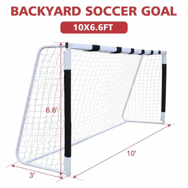 Alt view image 2 of 6 - 10 6.6 ft Large Soccer Goal Set Weatherproof Frame, Heavy Duty Soccer Nets Convenient Carry Bag Ground Stakes