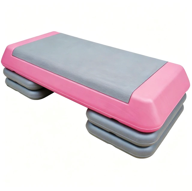 Main image of Adjustable Workout Aerobic Stepper in Fitness and Exercise Step Platform Trainer with Risers, Pink Grey, Polyester