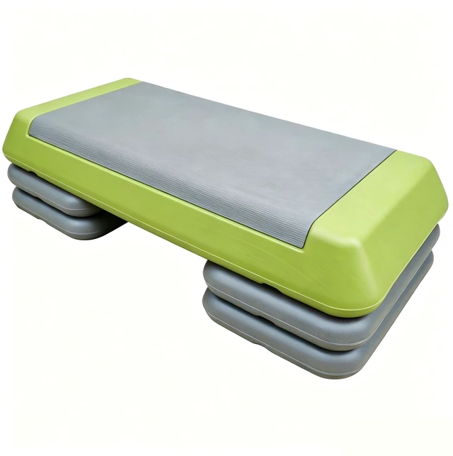 Main image of Adjustable Workout Aerobic Stepper in Fitness and Exercise Step Platform Trainer with Risers, Grey Green, Polyester