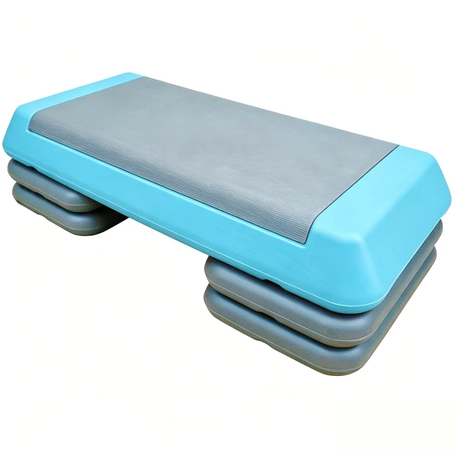 Main image of Adjustable Workout Aerobic Stepper in Fitness and Exercise Step Platform Trainer with Risers, Grey-Blue, Polyester