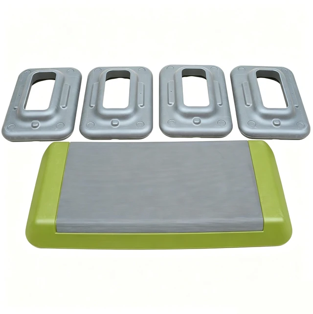 Alt view image 5 of 5 - Adjustable Workout Aerobic Stepper in Fitness and Exercise Step Platform Trainer with Risers, Grey Green, Polyester
