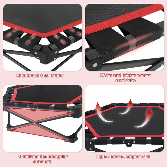 Alt view image 5 of 7 - 42 Inch Foldable Mini Trampoline, One Step Fold and Open Rebounder Trampoline for Adults 330 LBS Max Load 3 Level