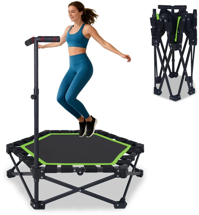 Main image of 42 Inch Foldable Mini Trampoline, One Step Fold and Open Rebounder Trampoline for Adults 330 LBS Max Load 3 Level